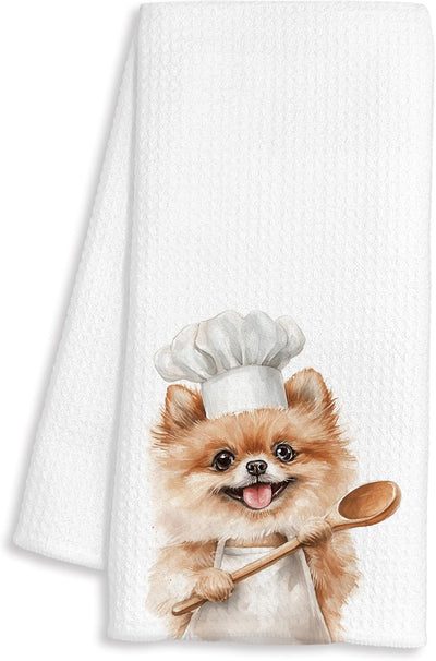 Toallas de cocina de chef Pomerania colores divertidos regalo para amantes de perros