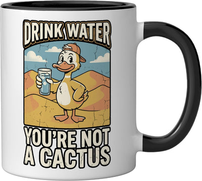 Taza cerámica divertida de pato meme para beber agua negra/blanca