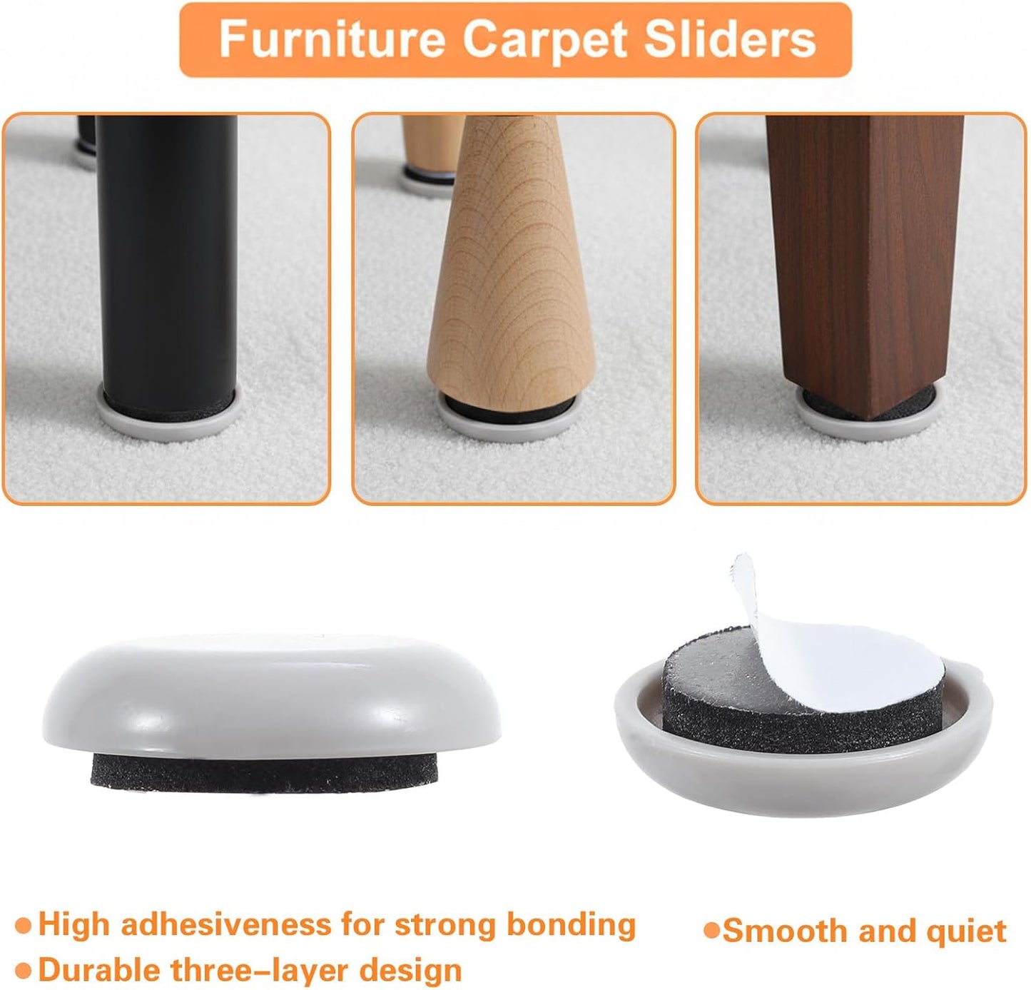 16 Deslizadores Autoadhesivos para Muebles 1pulg