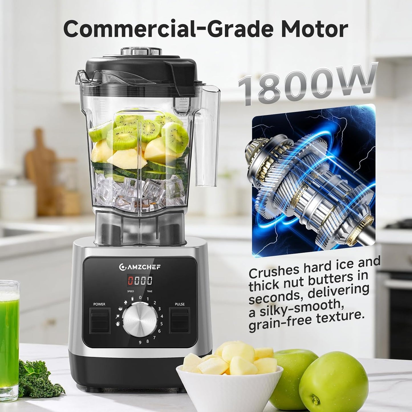 Licuadora batidos 1800W jarra 68oz autolimpieza