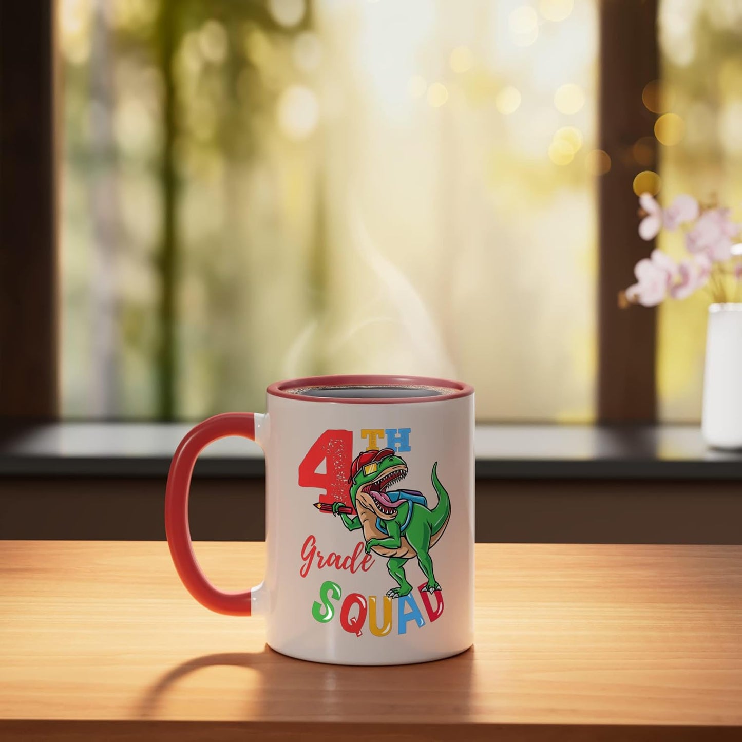 Taza Cerámica T-Rex para Niños Roja/Blanca