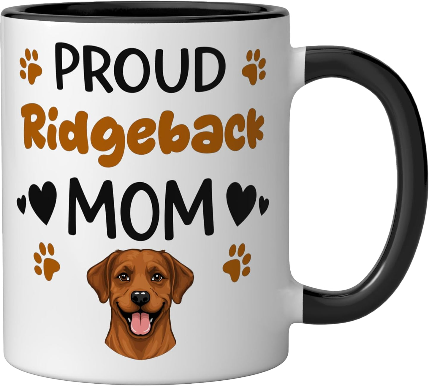 Taza cerámica para amante del perro Ridgeback negro/blanco