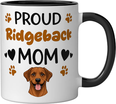 Taza cerámica para amante del perro Ridgeback negro/blanco