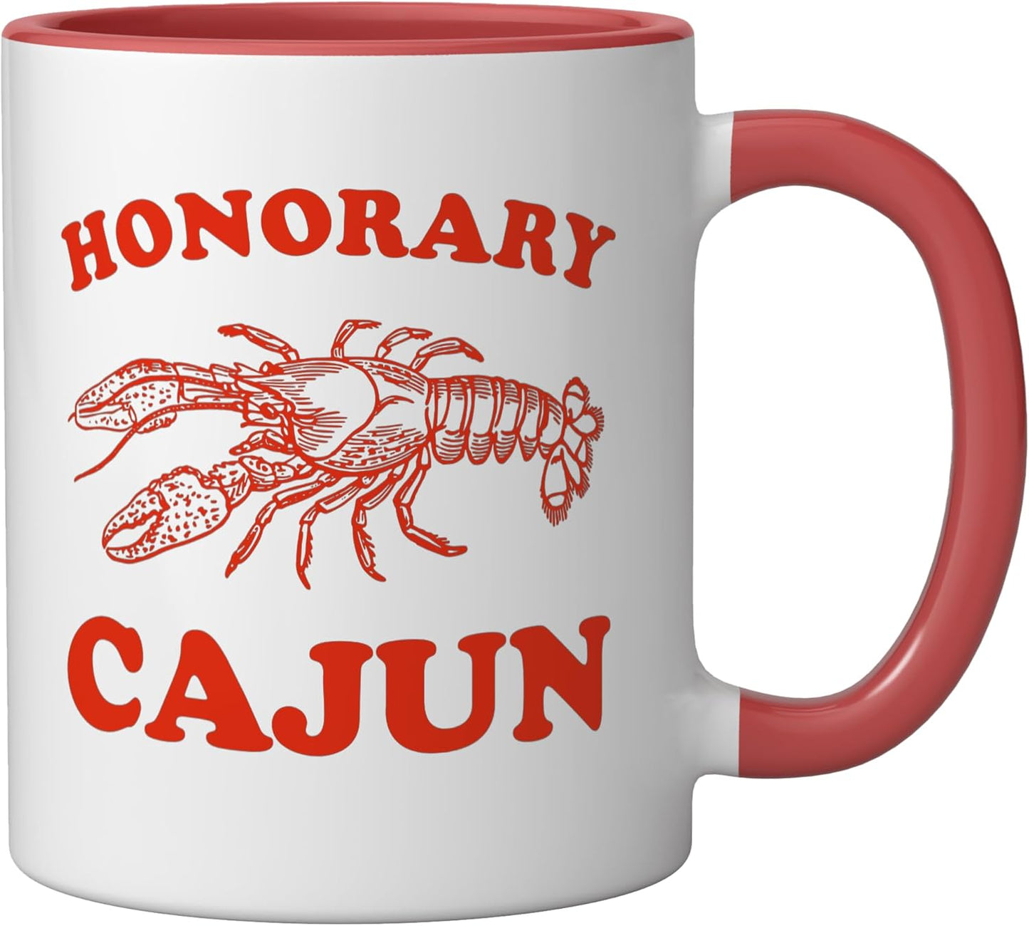 Taza cerámica Honorary Cajun para boda roja/blanca