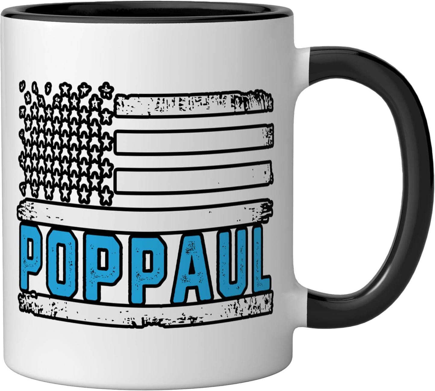 Taza Cerámica Bandera Americana Vintage Negro Blanco
