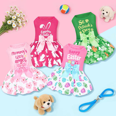 4 Vestidos Perro Lazo Estampado Floral Conejo San Patricio
