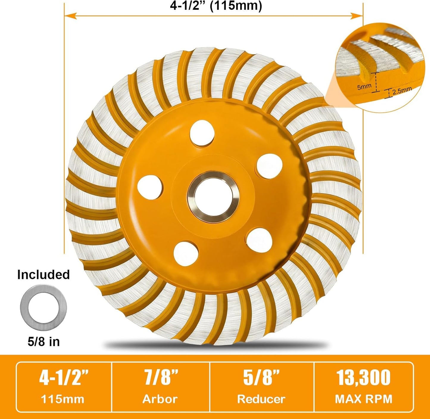 Rueda diamante 4.5pulg para amoladora angular 30 segmentos