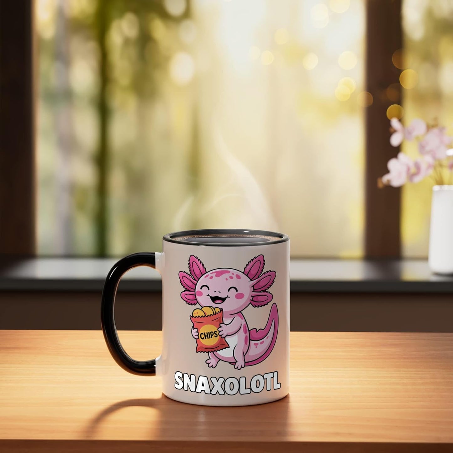 Taza Cerámica Axolotl Graciosos Negro/Blanco