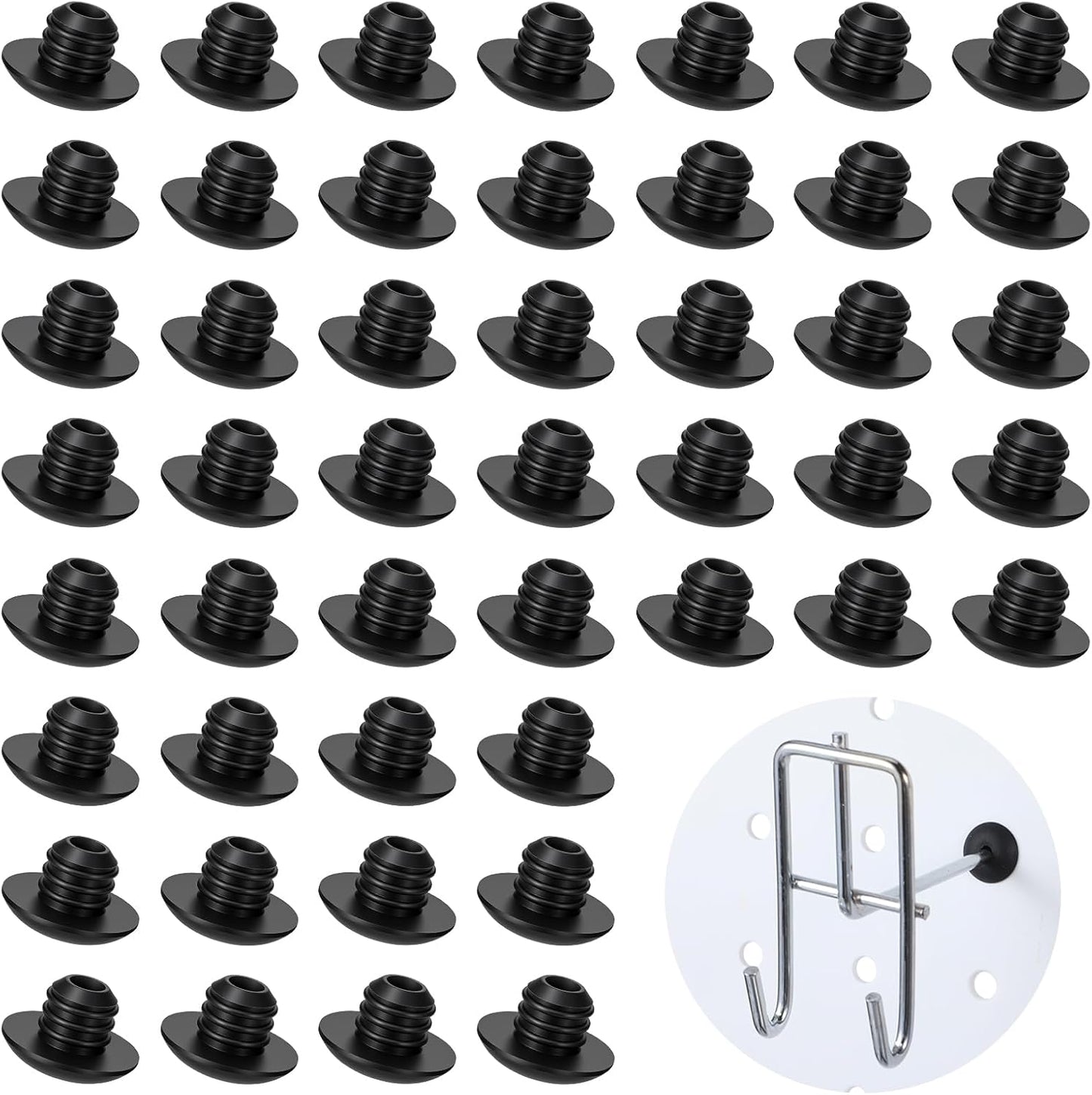 60 Ganchos Silicona Tablero Clavijas 1/4pulg Negro