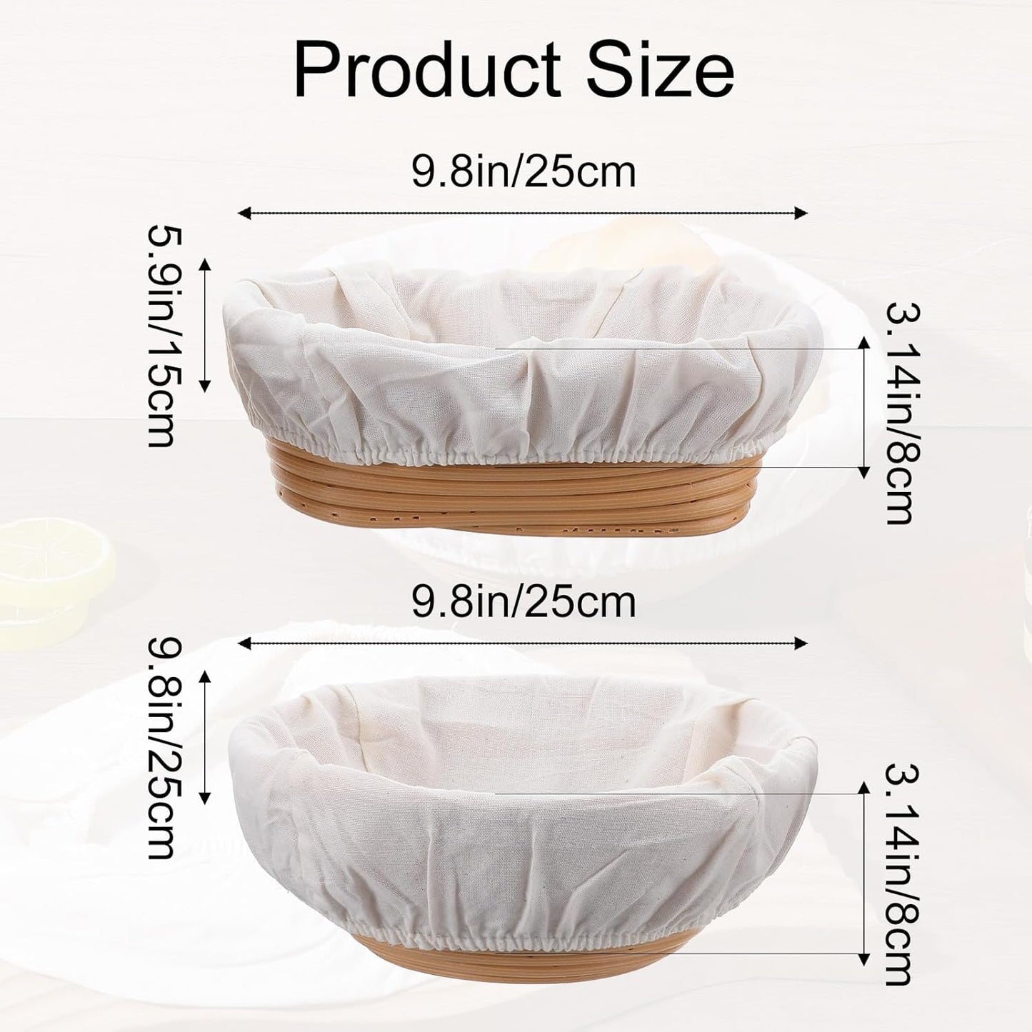 6 bolsas de lona Banneton reutilizables para panadería, 3 redondas y 3 ovaladas