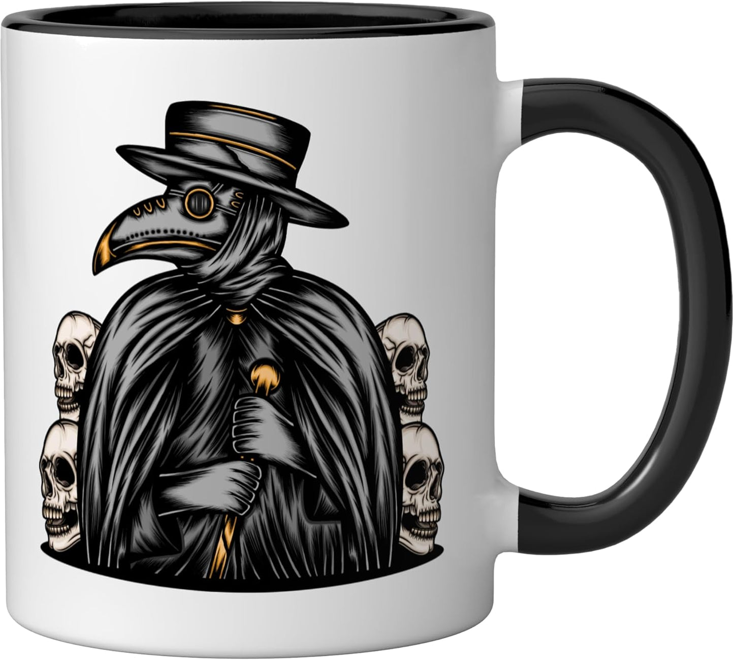 Taza Cerámica Steampunk Horror Tarot Negro/Blanco