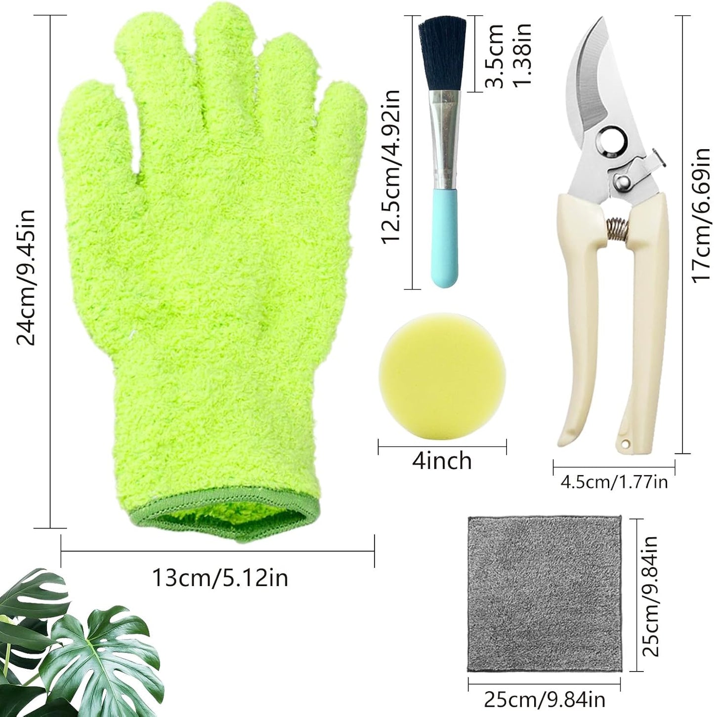 Guantes microfibra limpieza plantas con cizalla