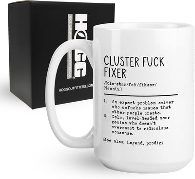 Taza de café sarcástica Cluster Fuck Fixer de cerámica 15 oz