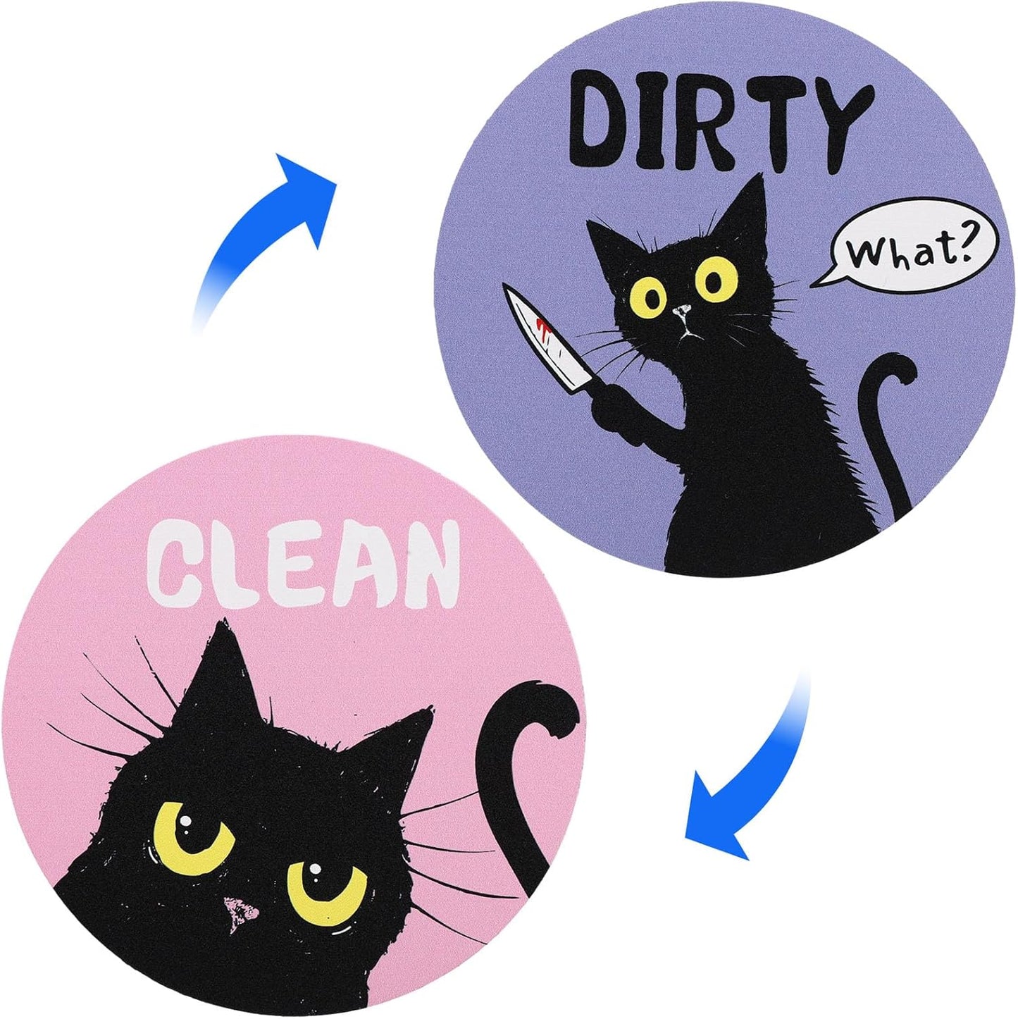 2 Imanes gato negro lavavajillas cocina refrigerador