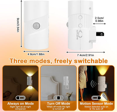 Luz Nocturna LED Enchufable con Sensor Movimiento 3000K