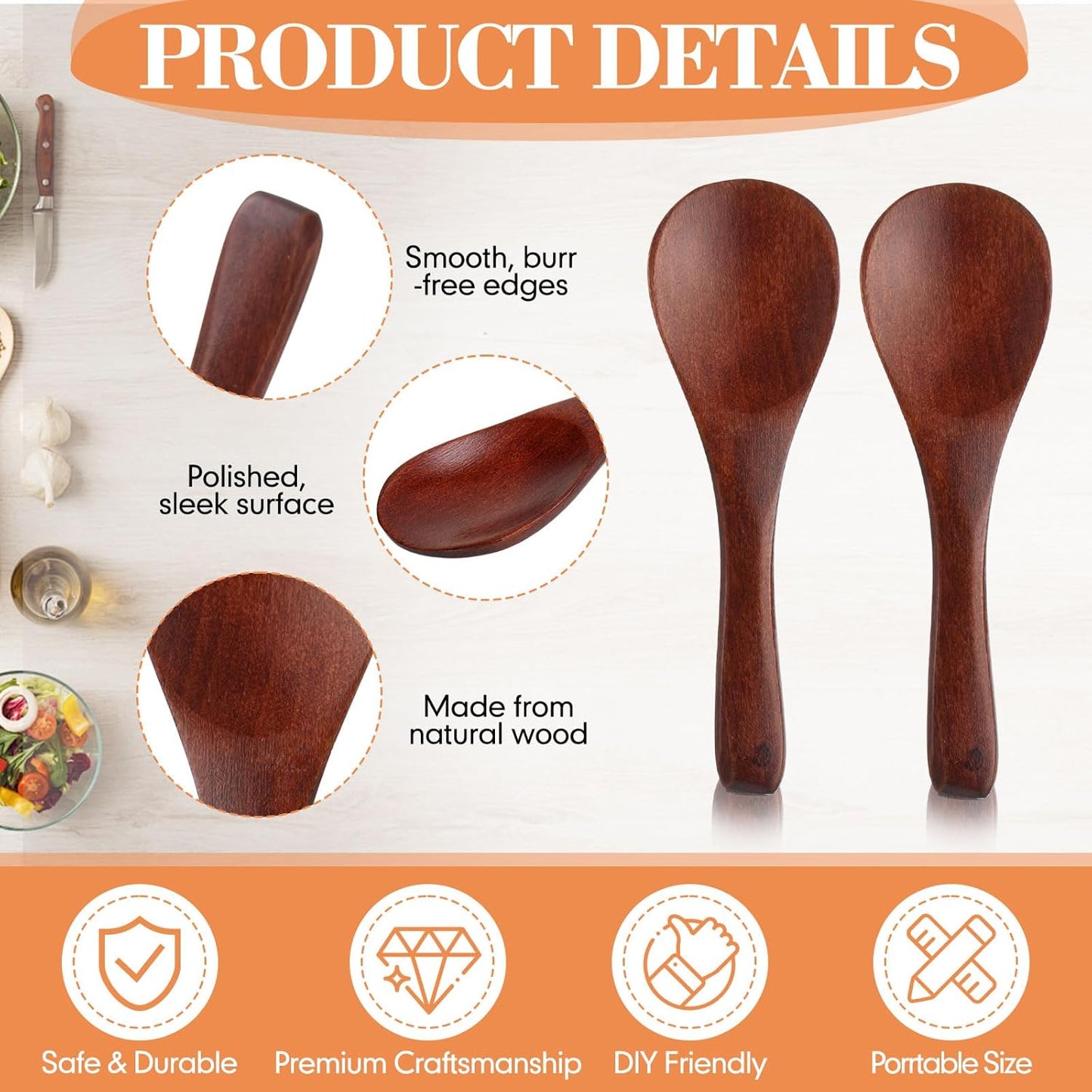 24 cucharas pequeñas de madera 3.5 pulgadas para tarros y cocina