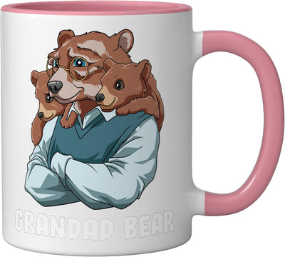 Taza de cerámica abuelo y nieto oso rosa/blanco
