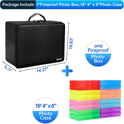 Caja ignífuga fotos 16 estuches 4x6pulg organizador con cerradura