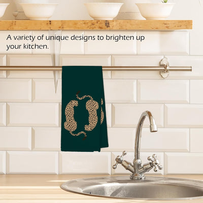 Toallas de cocina con estampado de leopardo verde esmeralda