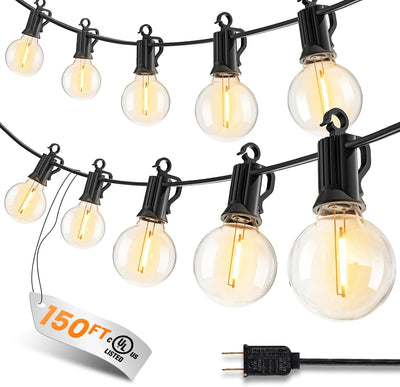 Tira luces patio 150ft 75 LED impermeables colgar exteriores
