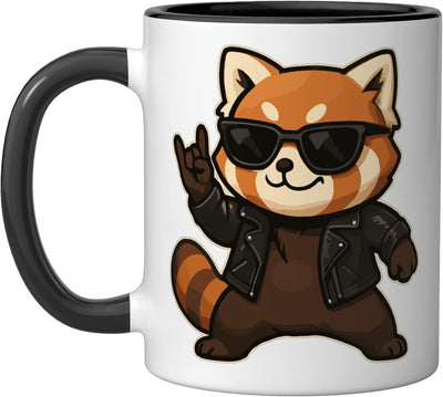 Taza de cerámica rock on para niños red panda y roca