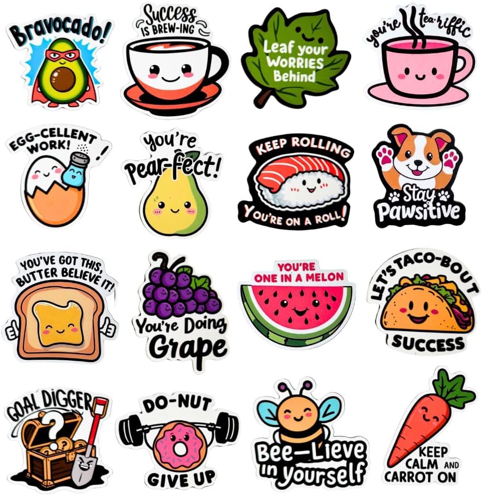 16 imanes kawaii motivacionales para nevera y hogar