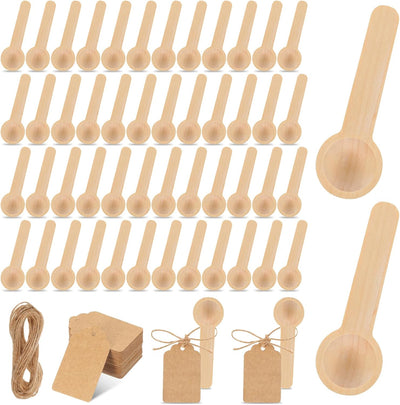 Set 50 cucharas madera para frascos con etiquetas y cuerda