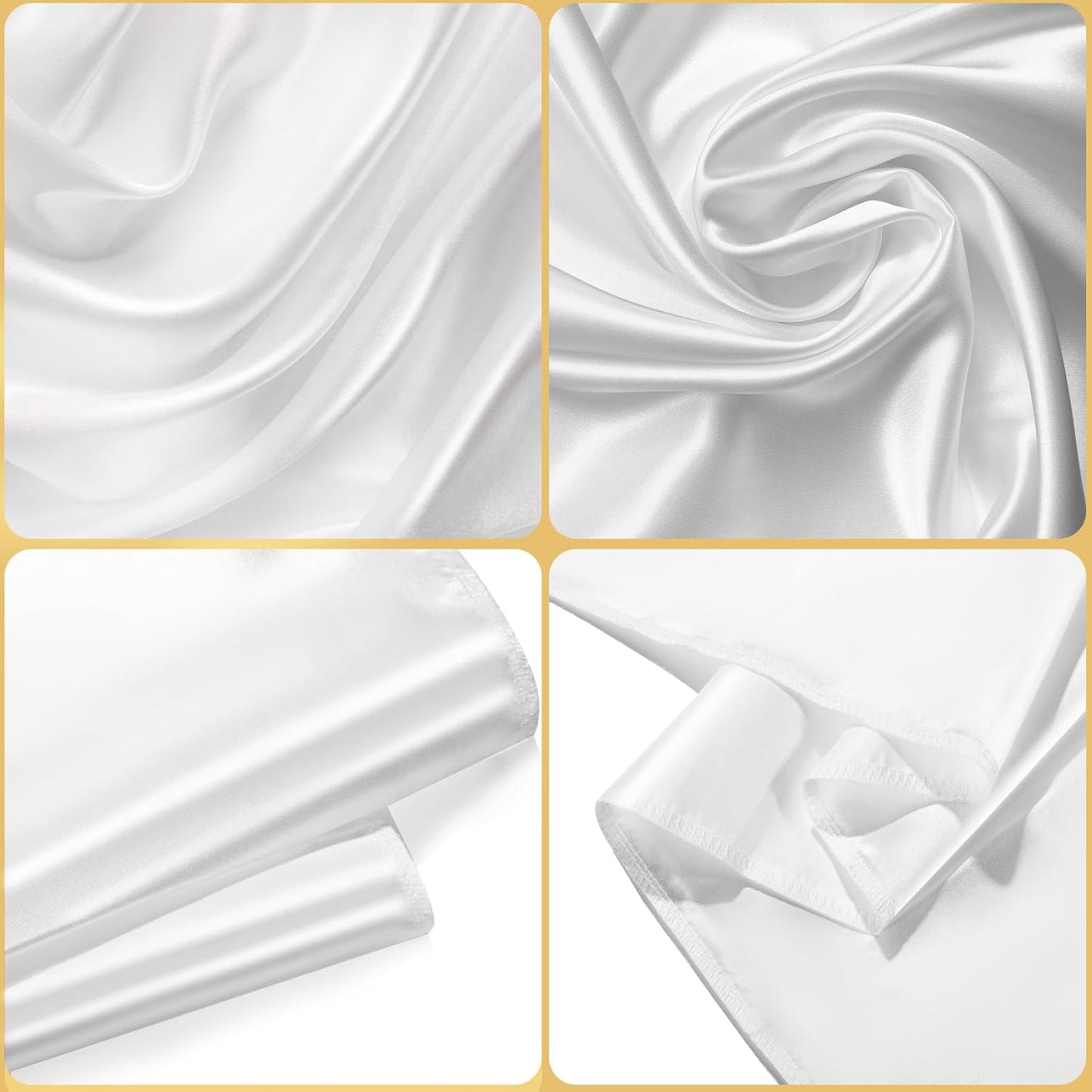 Mantel de satén rectangular blanco brillante lavable 58 x 120 pulgadas