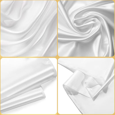 Mantel de satén rectangular blanco brillante lavable 58 x 120 pulgadas