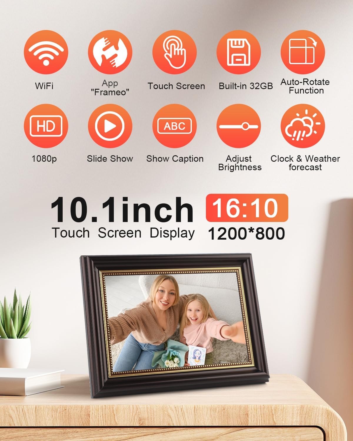 Marco digital Frameo 10.1pulg WiFi 32GB pantalla HD