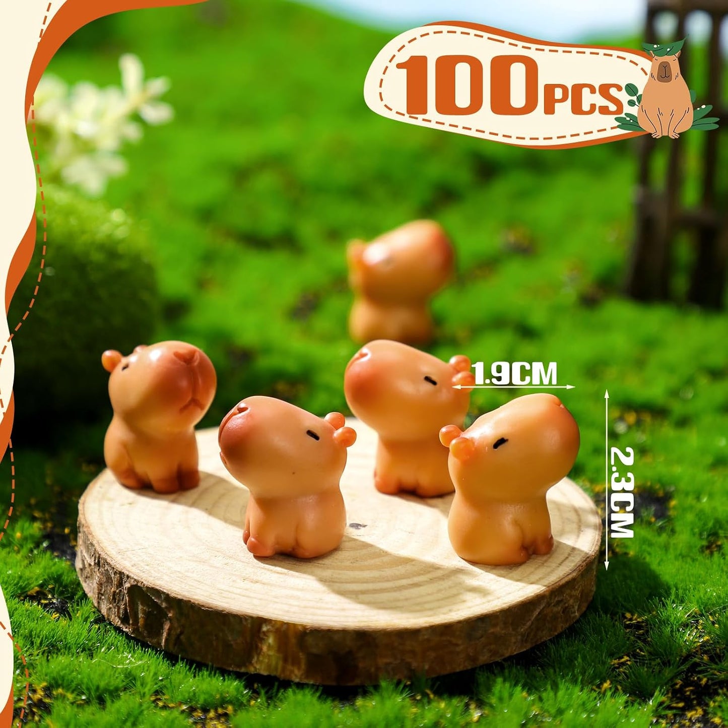 100 Pzas Figuras Resina Capybara Decoración Mesa Jardín