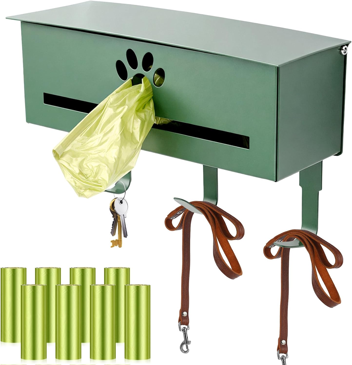 Dispensador bolsas perro pared ganchos metal 200/300 rollos
