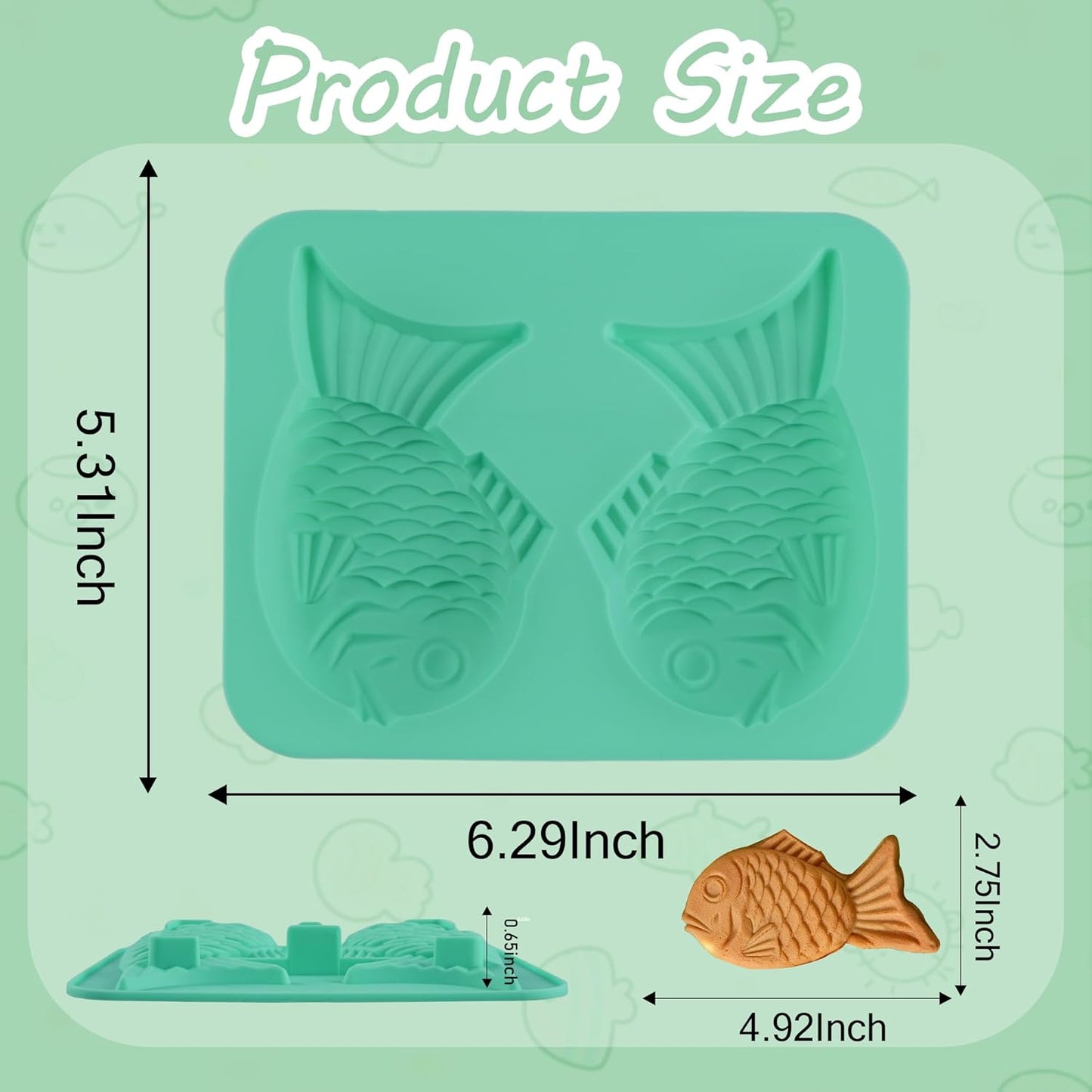 Molde de silicona Taiyaki antiadherente 3 piezas para hornear