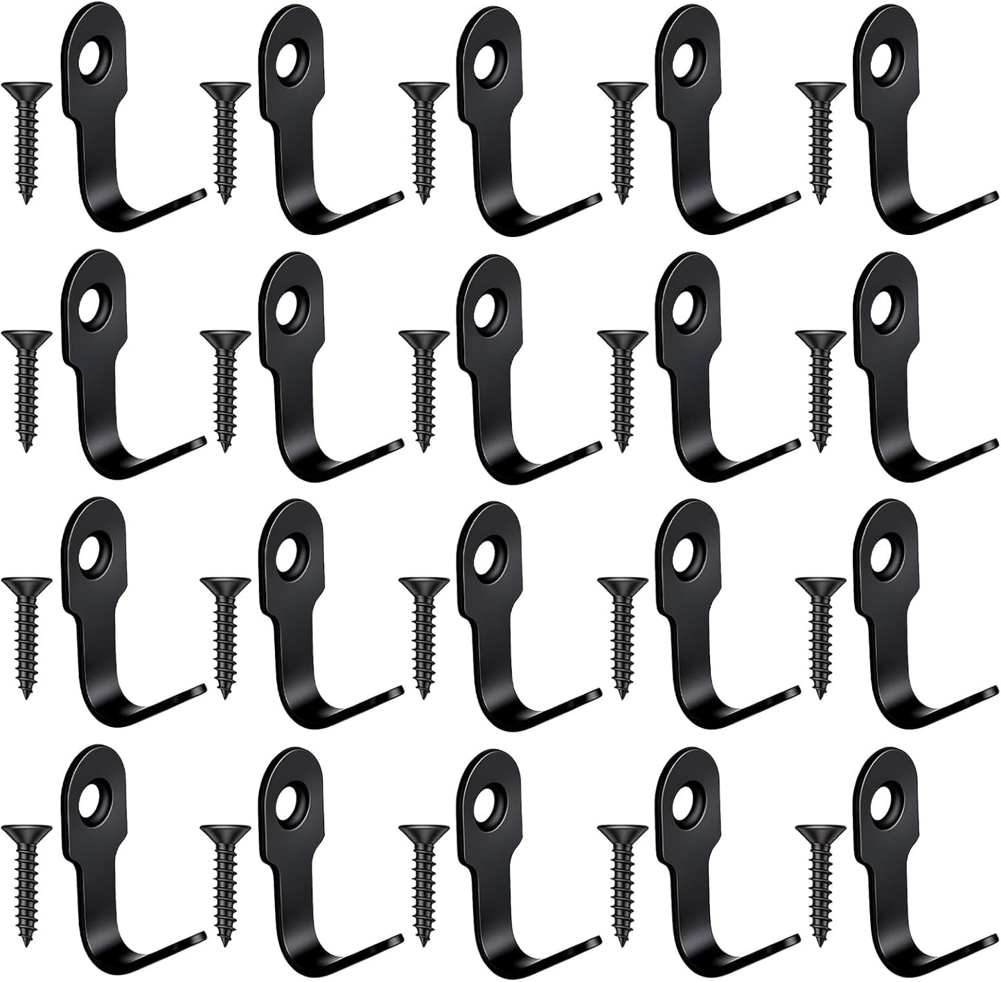 20 Pzas Gancho Metal Acero Inox Negro para Colgar Llaves Sombrero