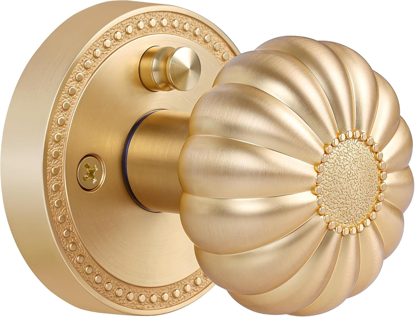 Perilla puerta dorada estilo calabaza vintage con botón bloqueo