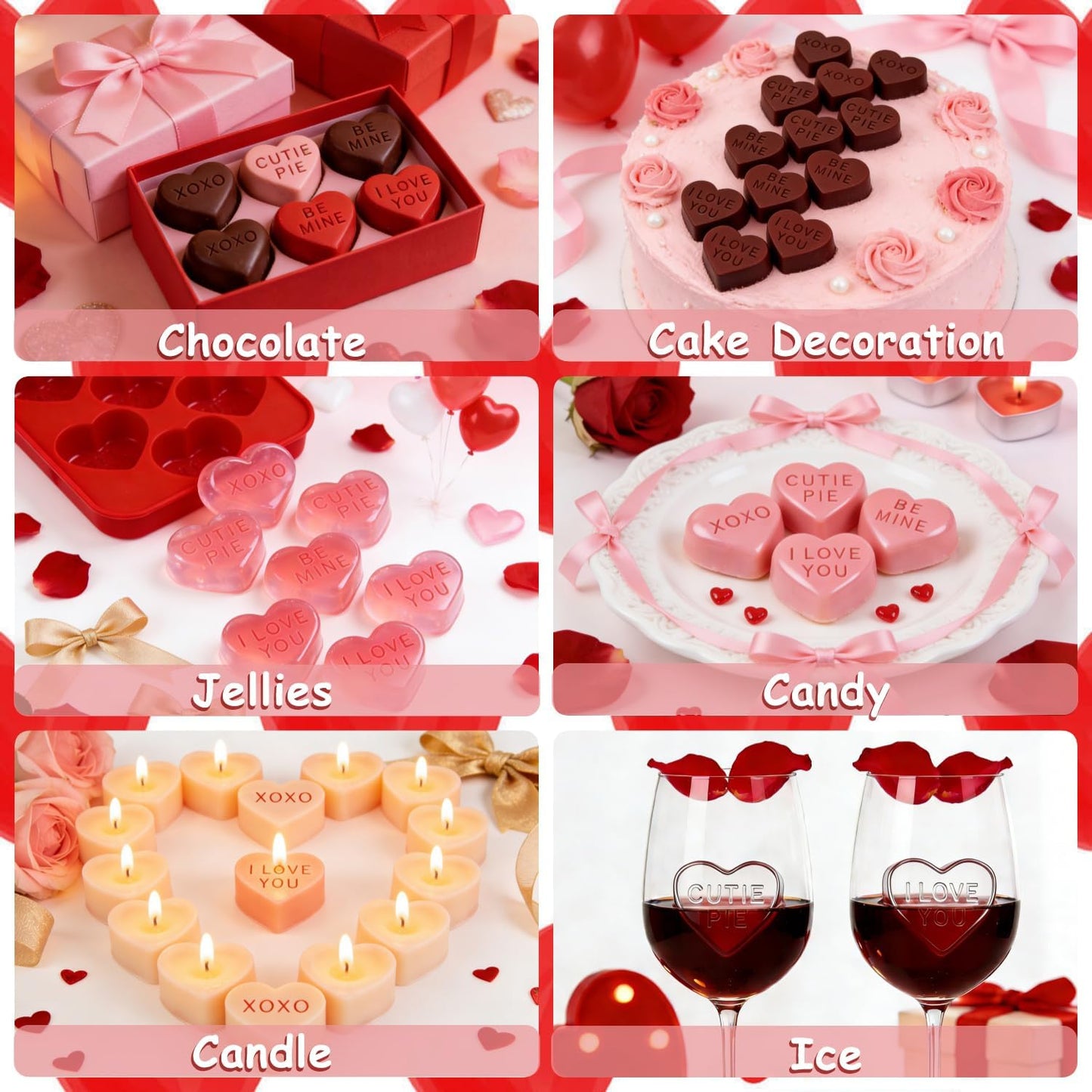 Molde de silicona de corazón para San Valentín, 2 piezas