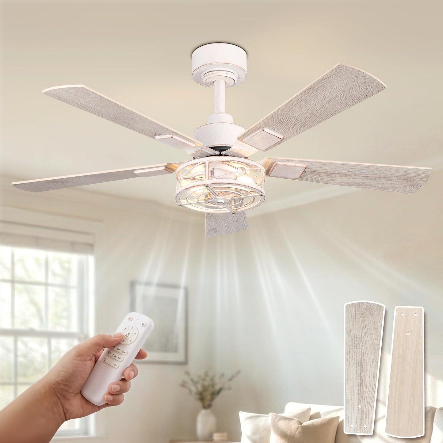 Ventilador techo 42pulg con luces control remoto motor CC