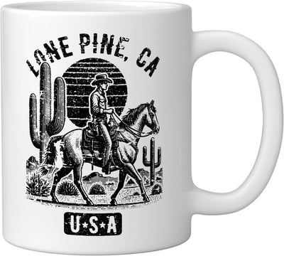 Taza Cerámica Estilo Vintage Caballo Vaquero Blanco