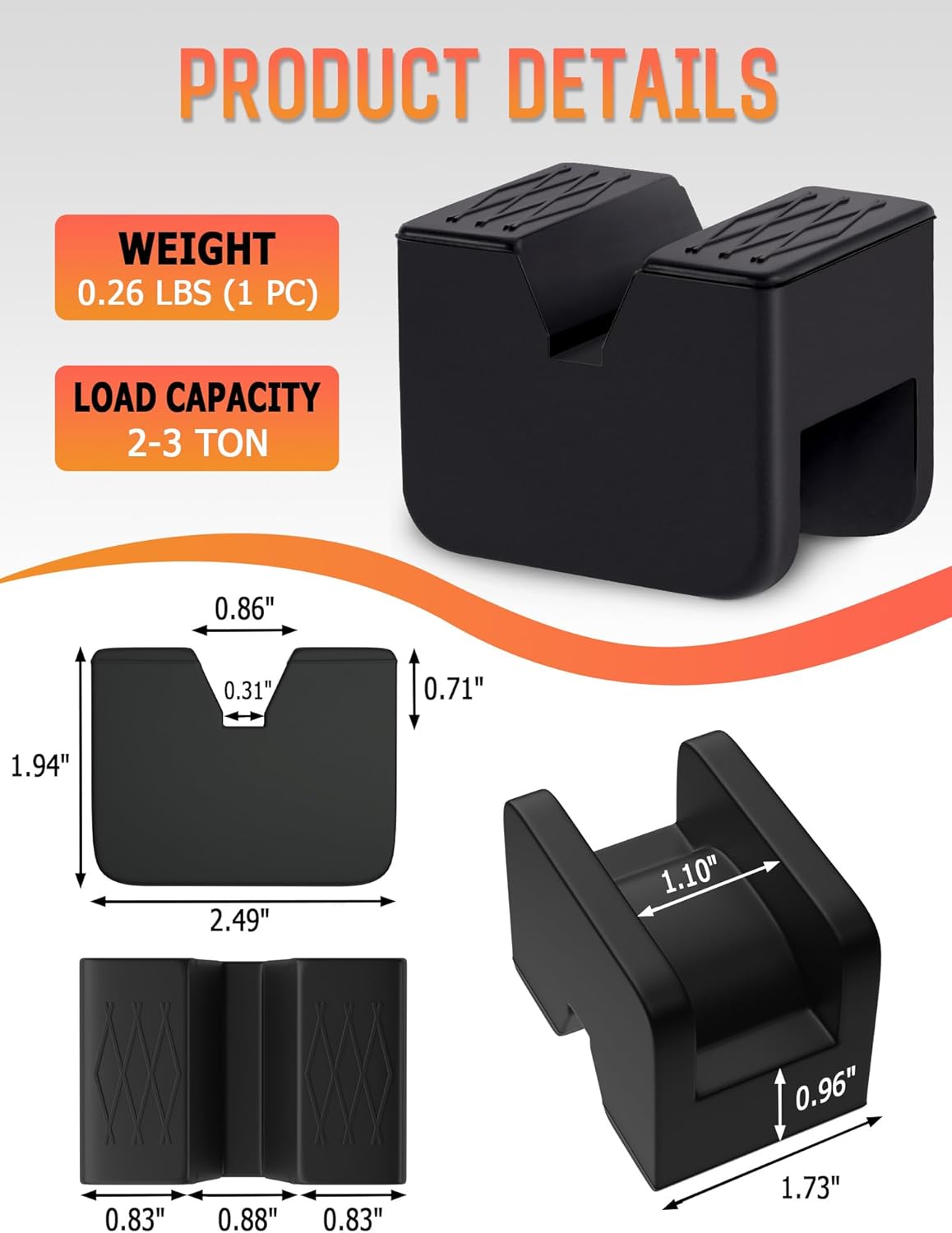 4 Almohadillas soporte gato auto comp antiderrap