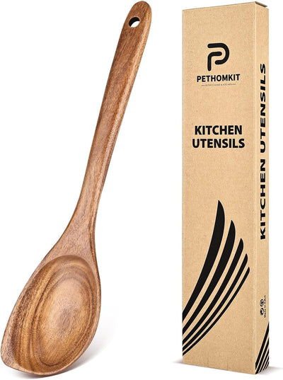 Cucharas de madera y espátula de teca para cocinar y servir