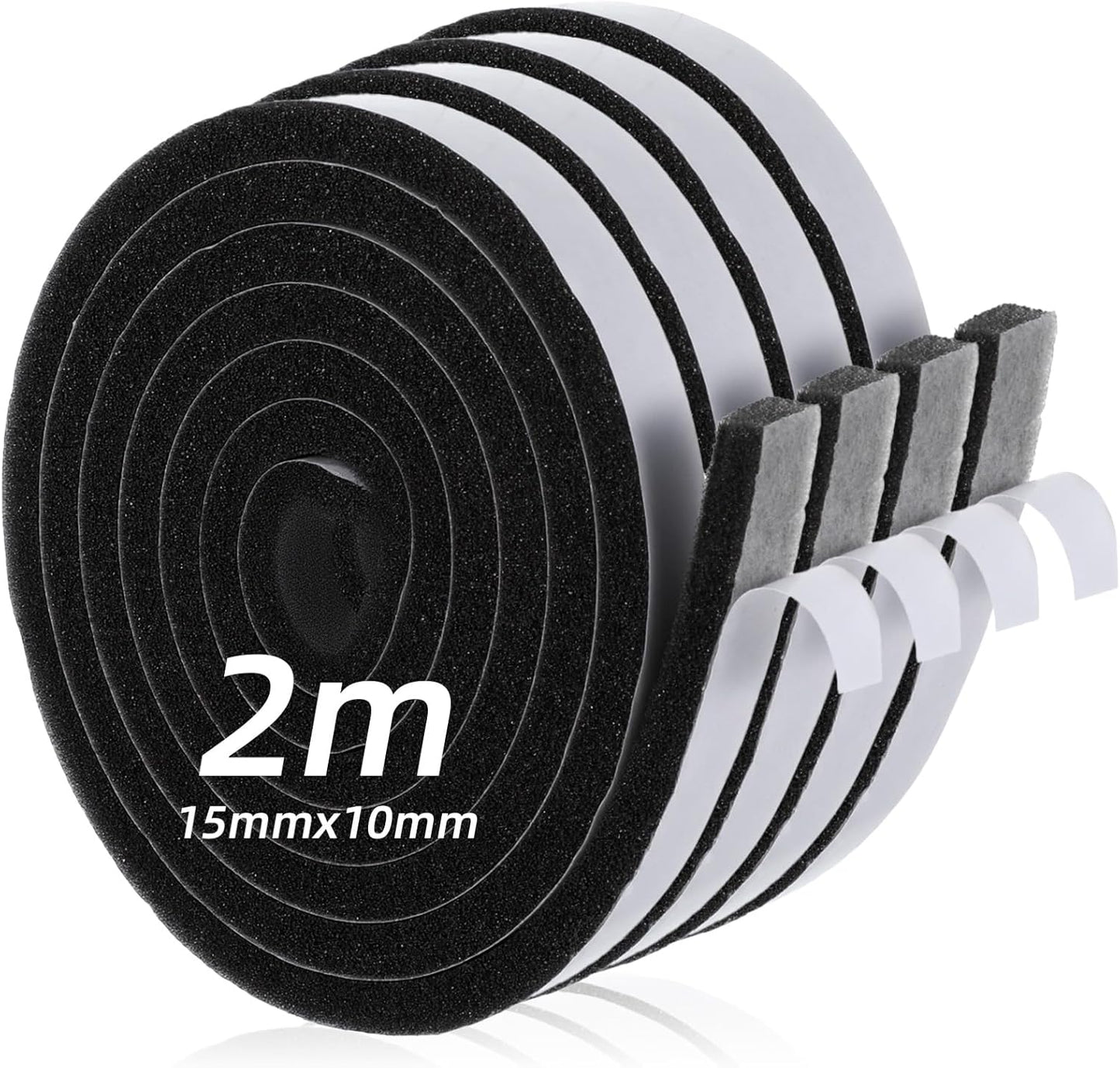4 Rollos Cinta Espuma Autoadhesiva 0.59x0.39pulg 6.56pies