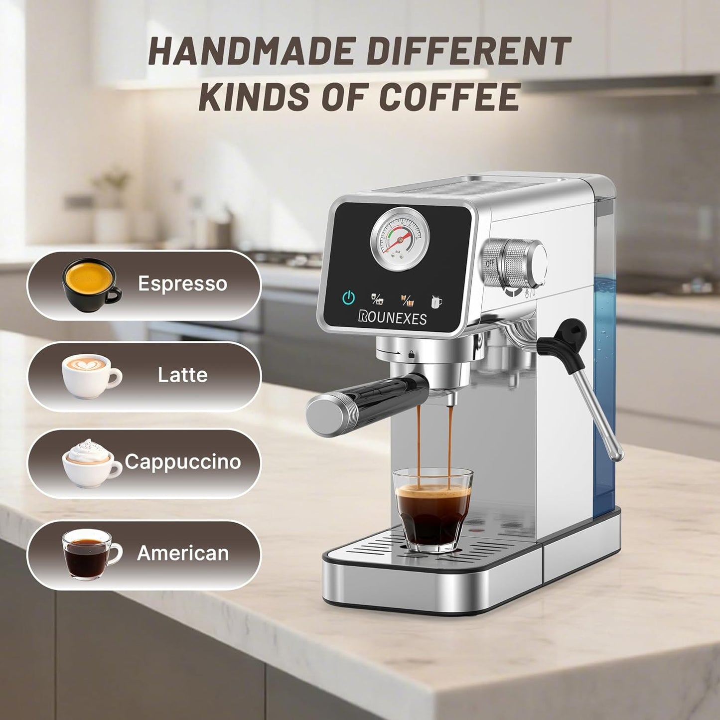 Cafetera Espresso 20 Bar Compacta Espumador Leche