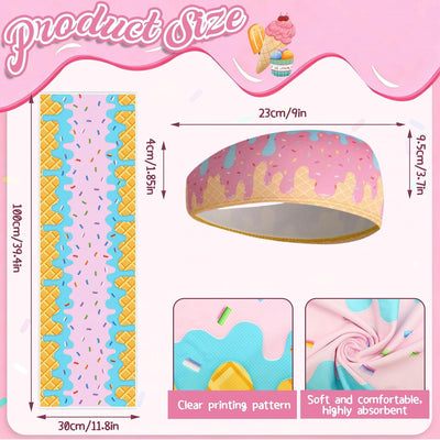 5 Pzas Accesorios Goteo Helado Béisbol Toalla 12x40 Diadema