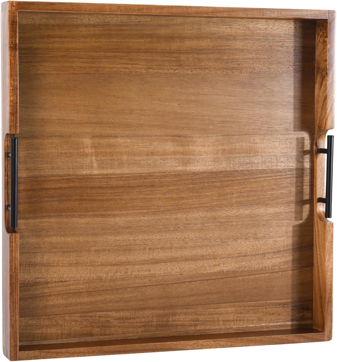 Bandeja otomana madera acacia grande con asas para sala