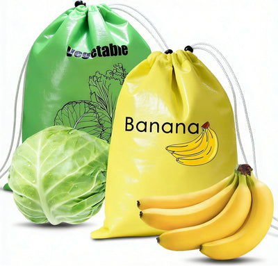 Paquete de 2 bolsas reutilizables para almacenamiento de plátanos con papel aluminio