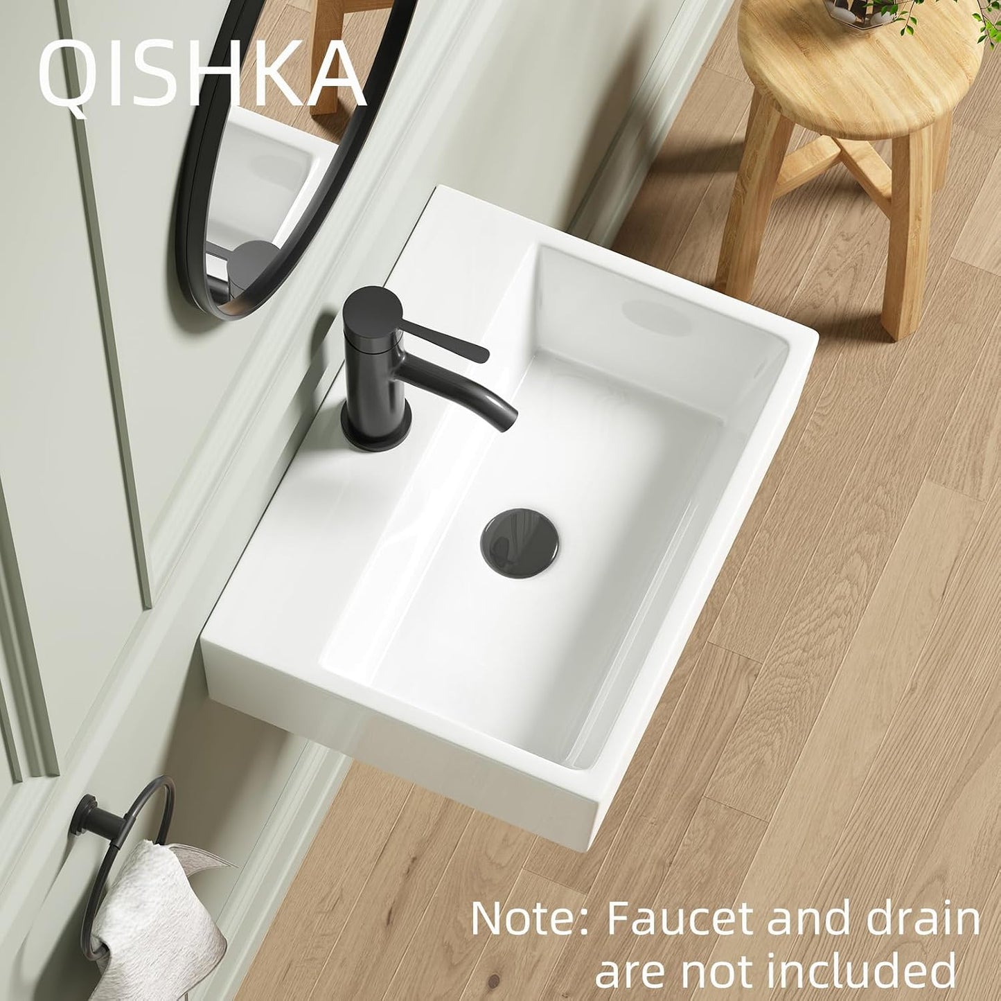 Lavabo pared 19x14pulg cerámica flotante blanco