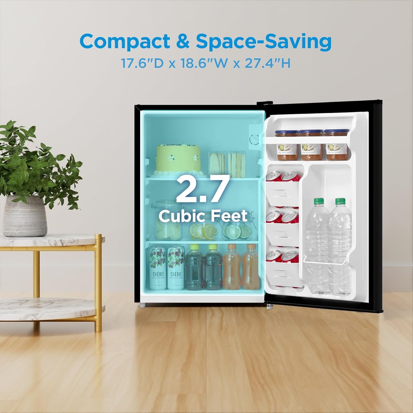 Mini refrigerador 2.7pies cúbicos Energy Star puerta reversible