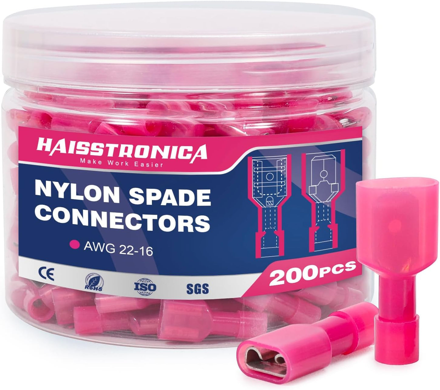 Conectores pala nailon 22-16 AWG macho hembra para vehiculos