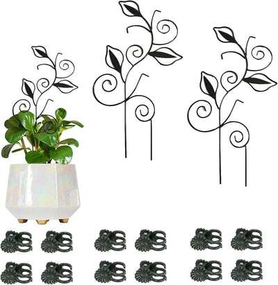 Enrejado jardín metal estacas 6 clips plantas trepadoras negro