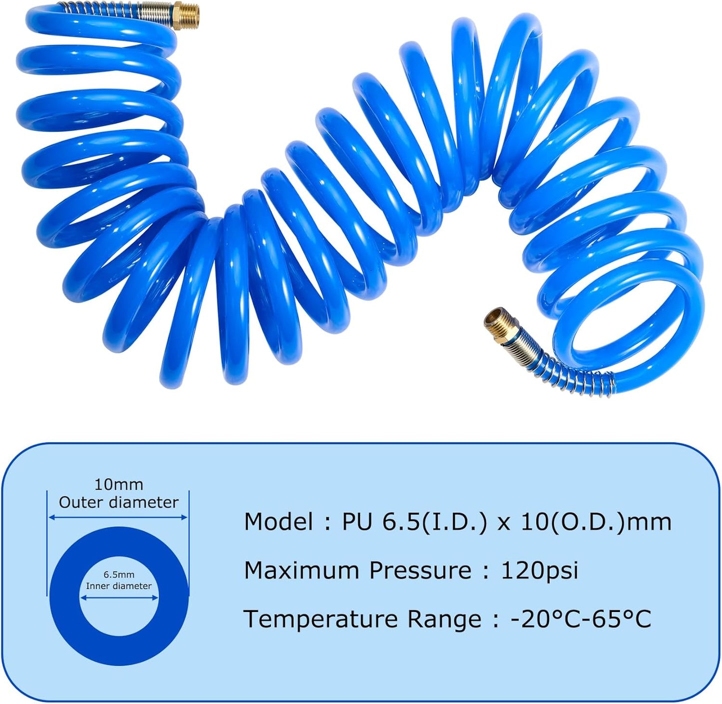 Manguera aire 1/4pulg x20ft poliuretano flex con extremo giratorio
